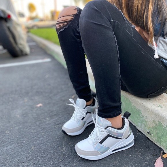 CLEARANCE! Kicks Holographic Wedge Sneakers - Picture 3 of 8